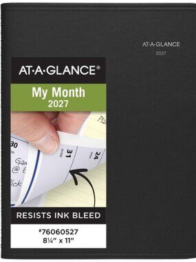 At-A-Glance 2027 QuickNotes Monthly Planner Black Large 8.25"x11" Office School